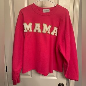 Hot pink MAMA sweater. Never worn Size L